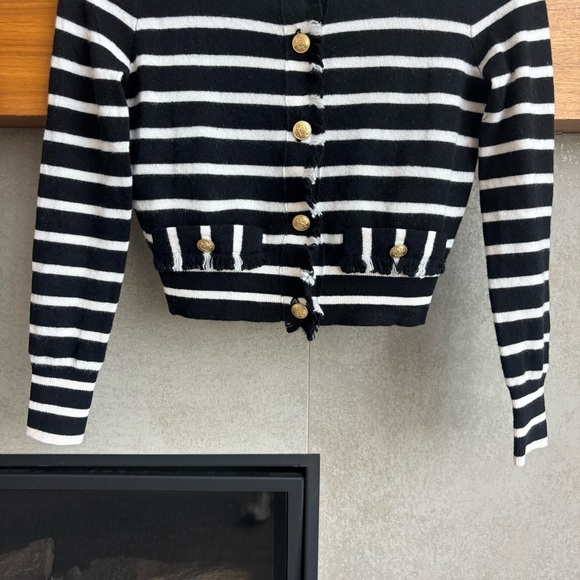 J. Crew Cashmere fringe-trim sweater lady jacket, Size XXS - Picture 6 of 16